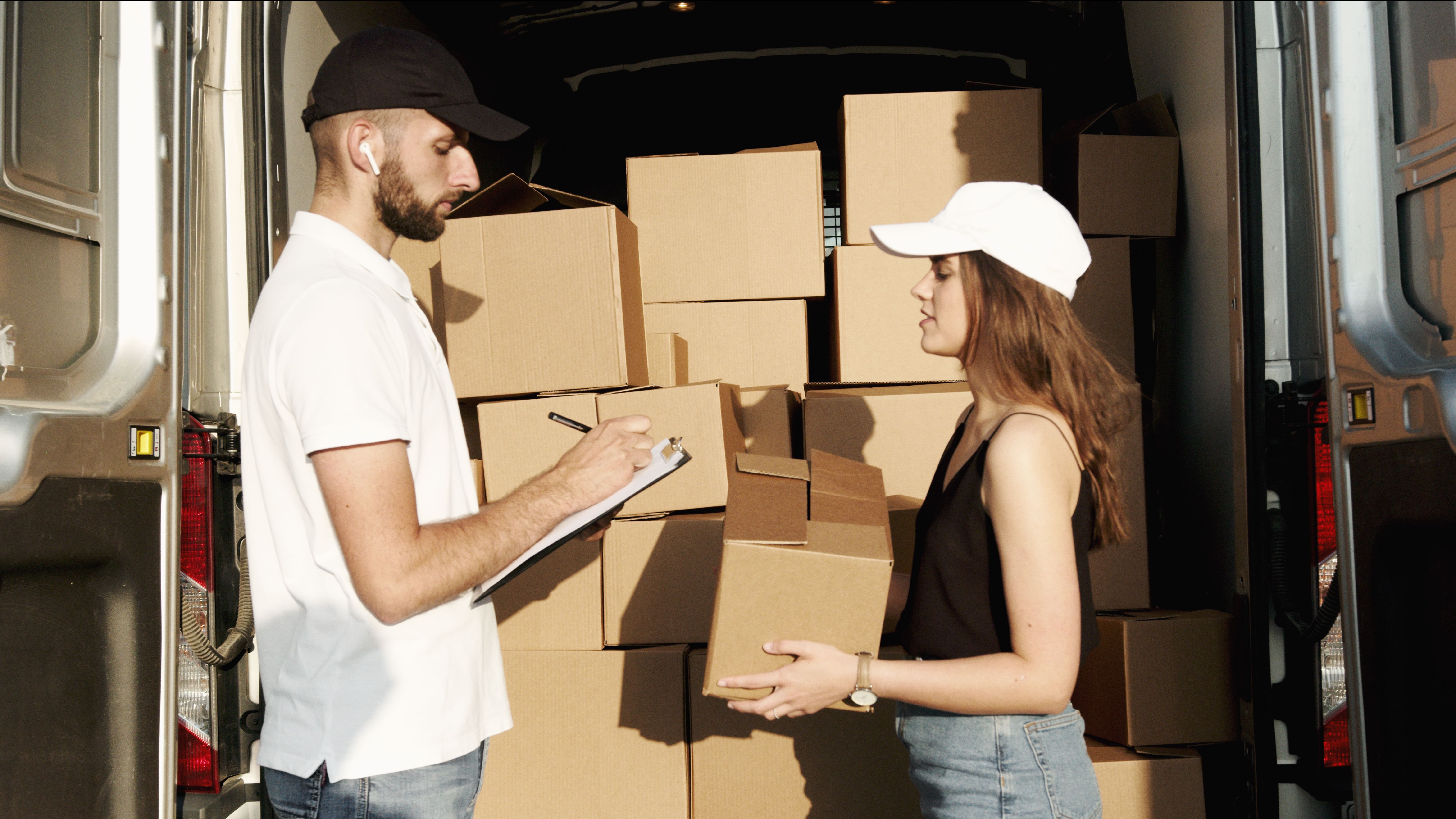 Courier delivering a parcel